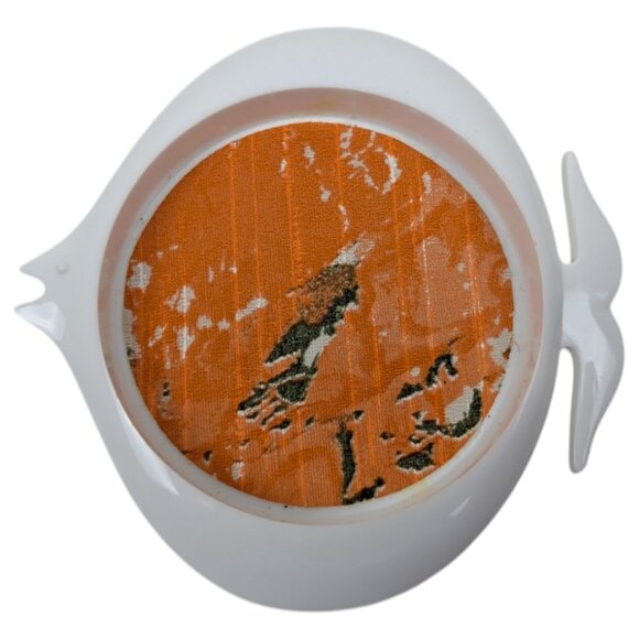 Vintage Fish Shaped‎ MCM Plastic Coasters Set Of 6 MOD Coated Fabric Centers - Picture 4 of 8